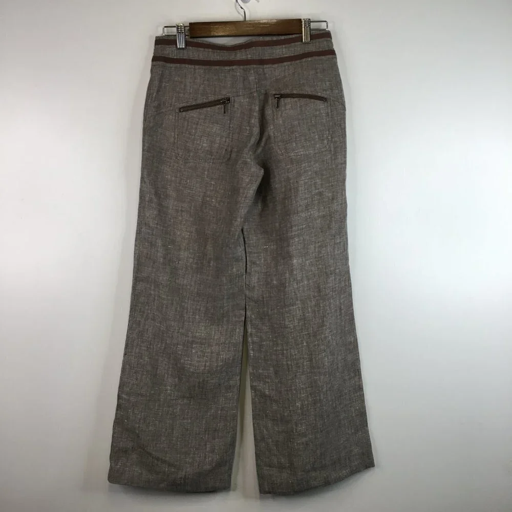 H & M Zippered Pockets Wide Leg Linen Pants Size 6